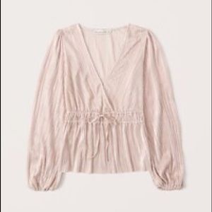 ABERCROMBIE BLUSH PINK TIE FRONT BLOUSE TOP LONG SLEEVE